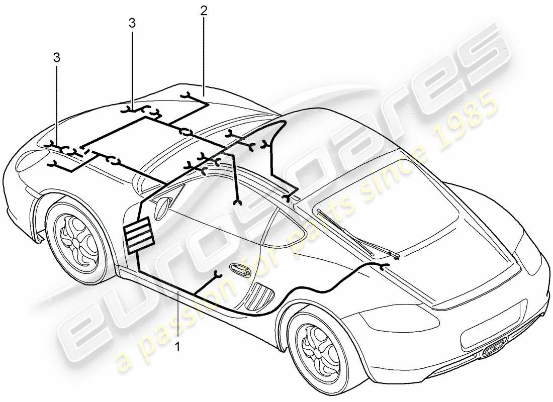 porsche 2012 (987 cayman) wiring looms front passenger compartment front end trim airbag seat belt tensioner repair kits shock absorbers anti-locking brake syst. -abs- brake pad wear display front axle part diagram