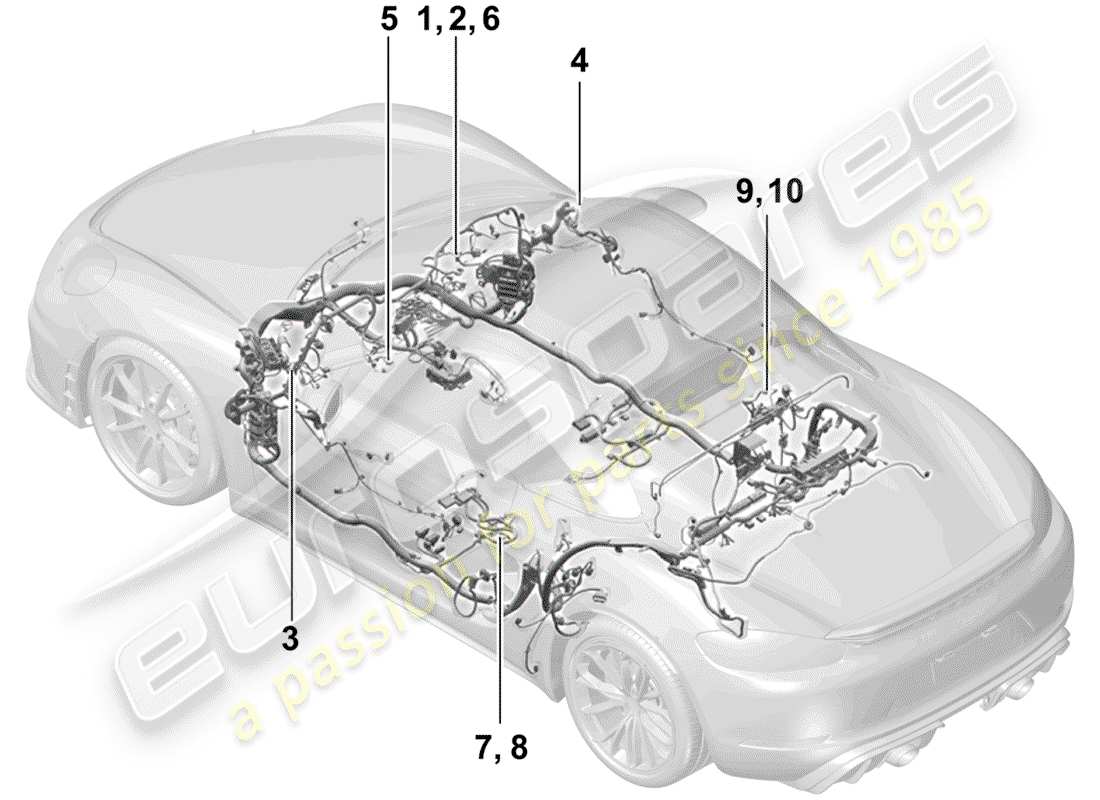 porsche 2020 (718 boxster spyder) wiring looms airbag for vehicles with seat belts parts diagram