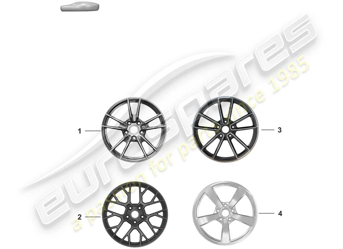 porsche 2020 (992-1) alloy wheel parts diagram