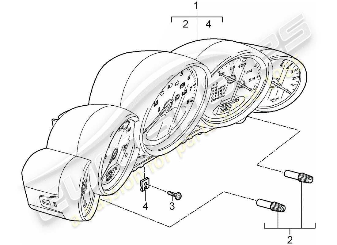 porsche 2011 (997-2 turbo / gt2 rs) instruments parts diagram