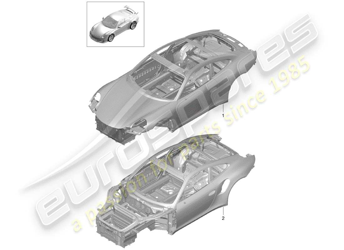 porsche 991r/gt3/rs (2019) car body part diagram
