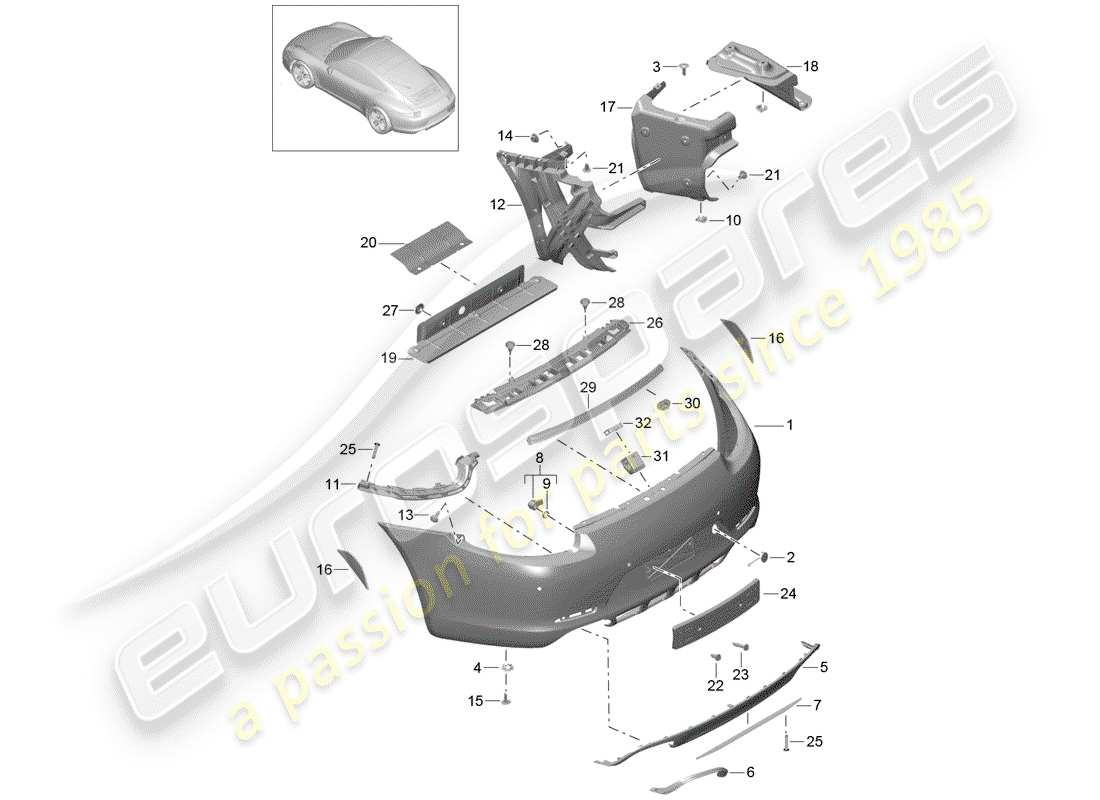 porsche 991 (2013) bumper parts diagram