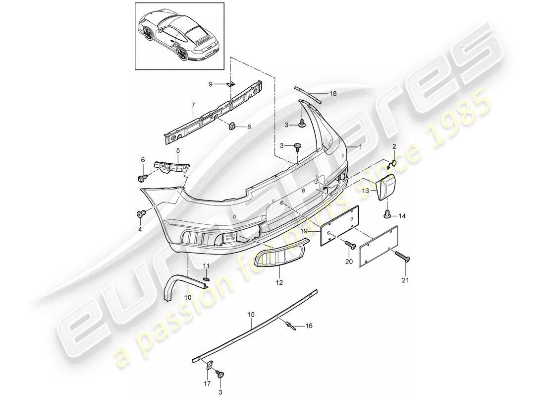 porsche 911 t/gt2rs (2011) lining parts diagram