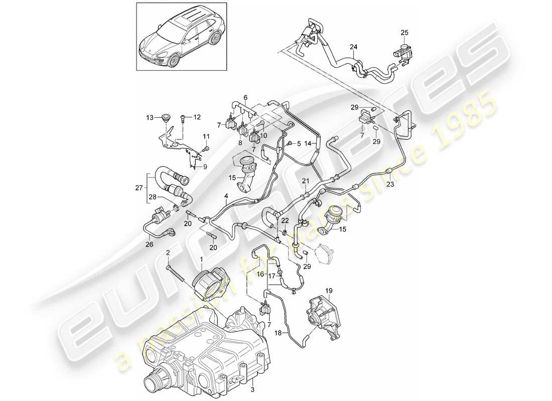porsche 2018 (cayenne e2 92a) throttle valve adapter ventilation for fuel tank vacuum line part diagram