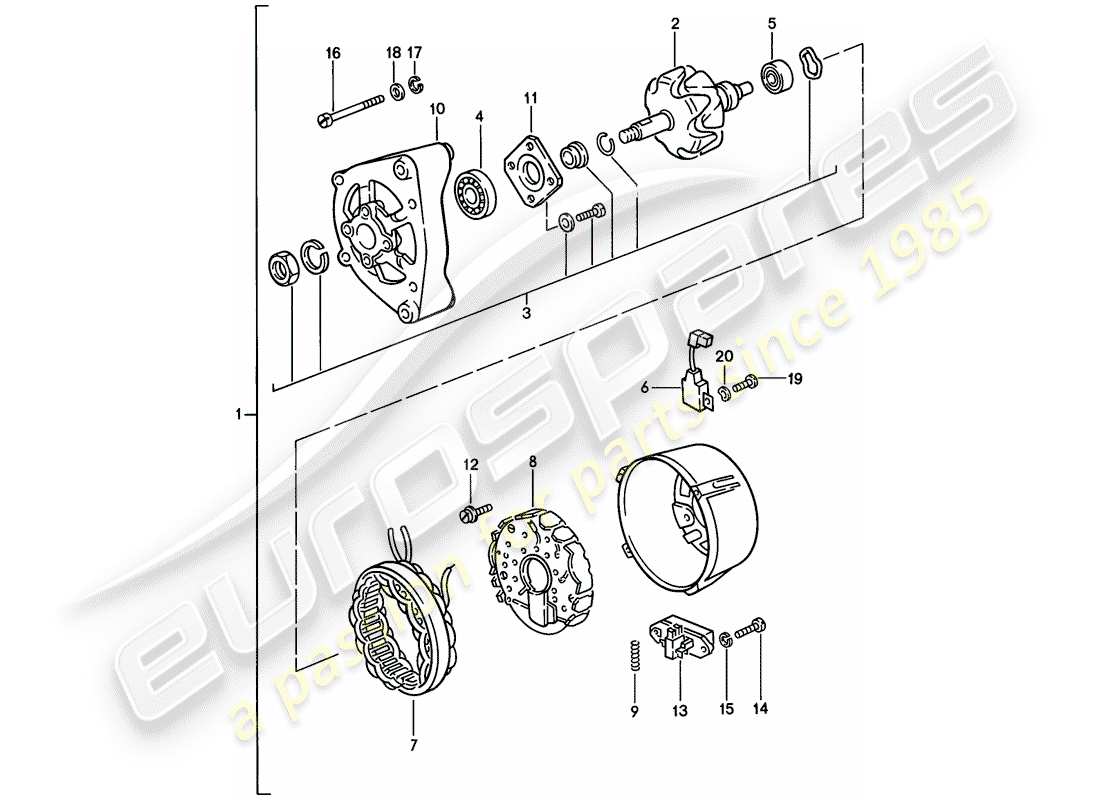 porsche 1977 (924) alternator parts diagram