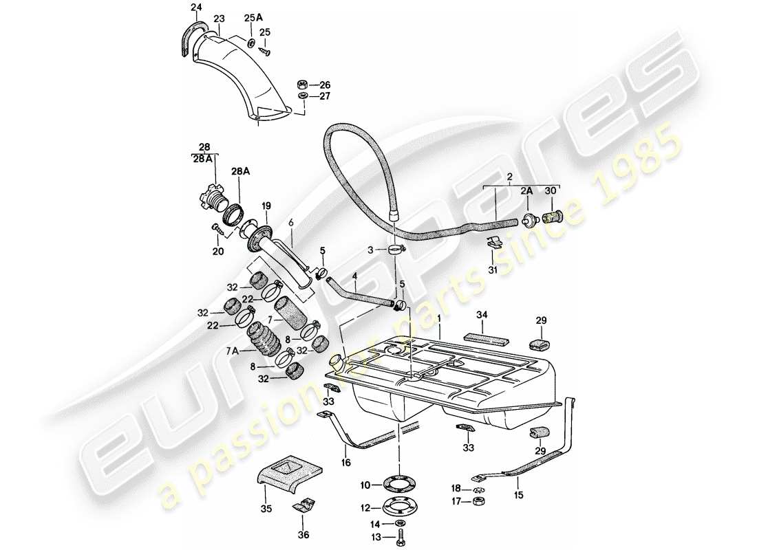porsche 1977 (924) fuel tank parts diagram