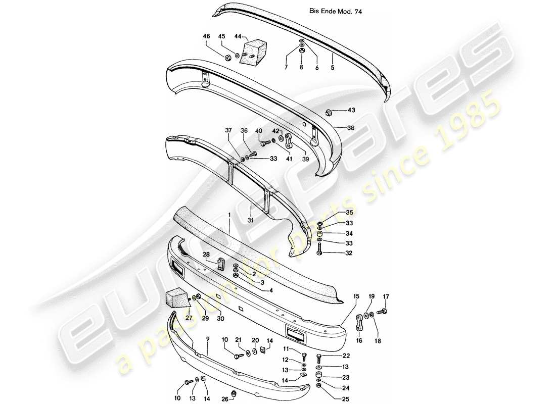 porsche 1971 (914) bumper - d >> - mj 1974 part diagram