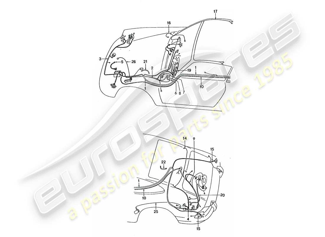 porsche 1975 (911 turbo) wiring harnesses part diagram