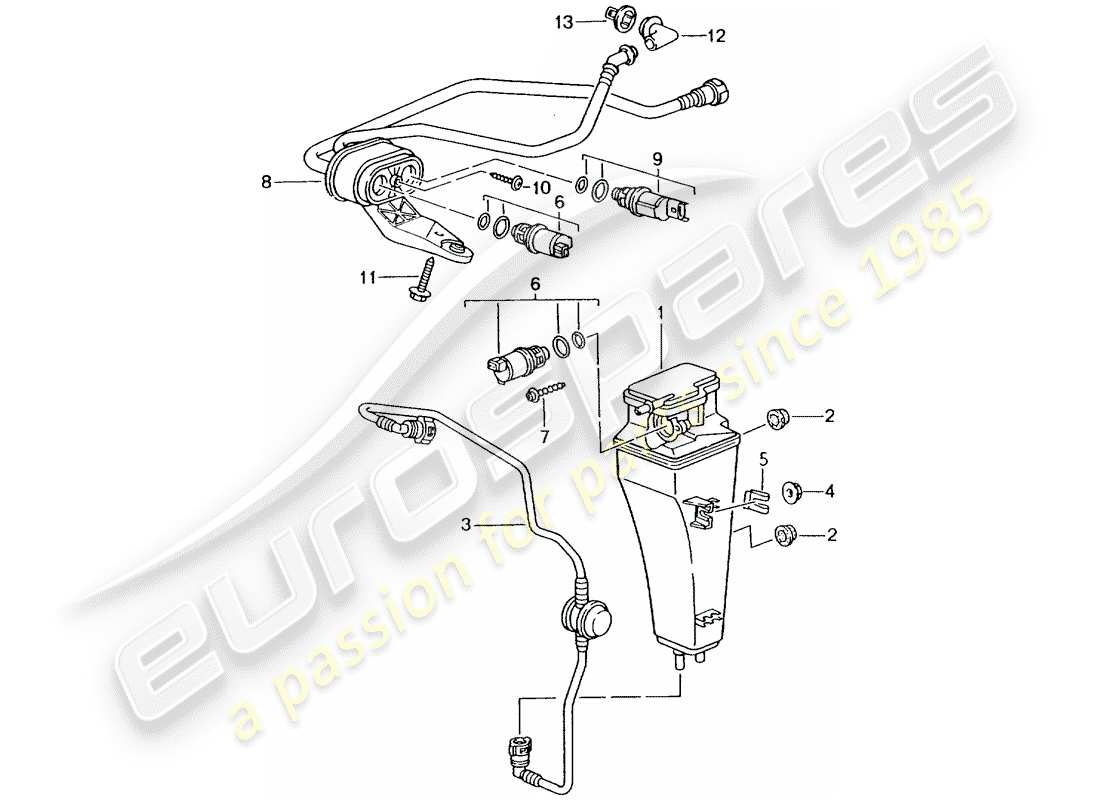 porsche 2001 (986 boxster) activated charcoal container parts diagram