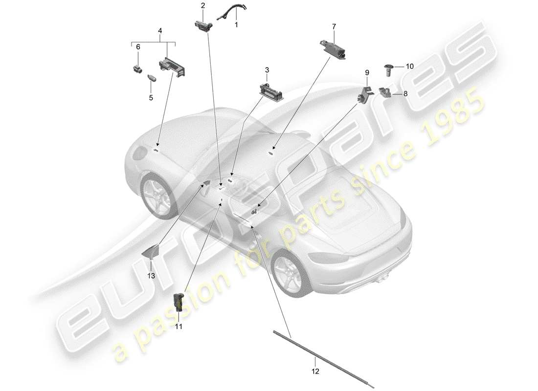 porsche 718 cayman (2020) interior lighting parts diagram