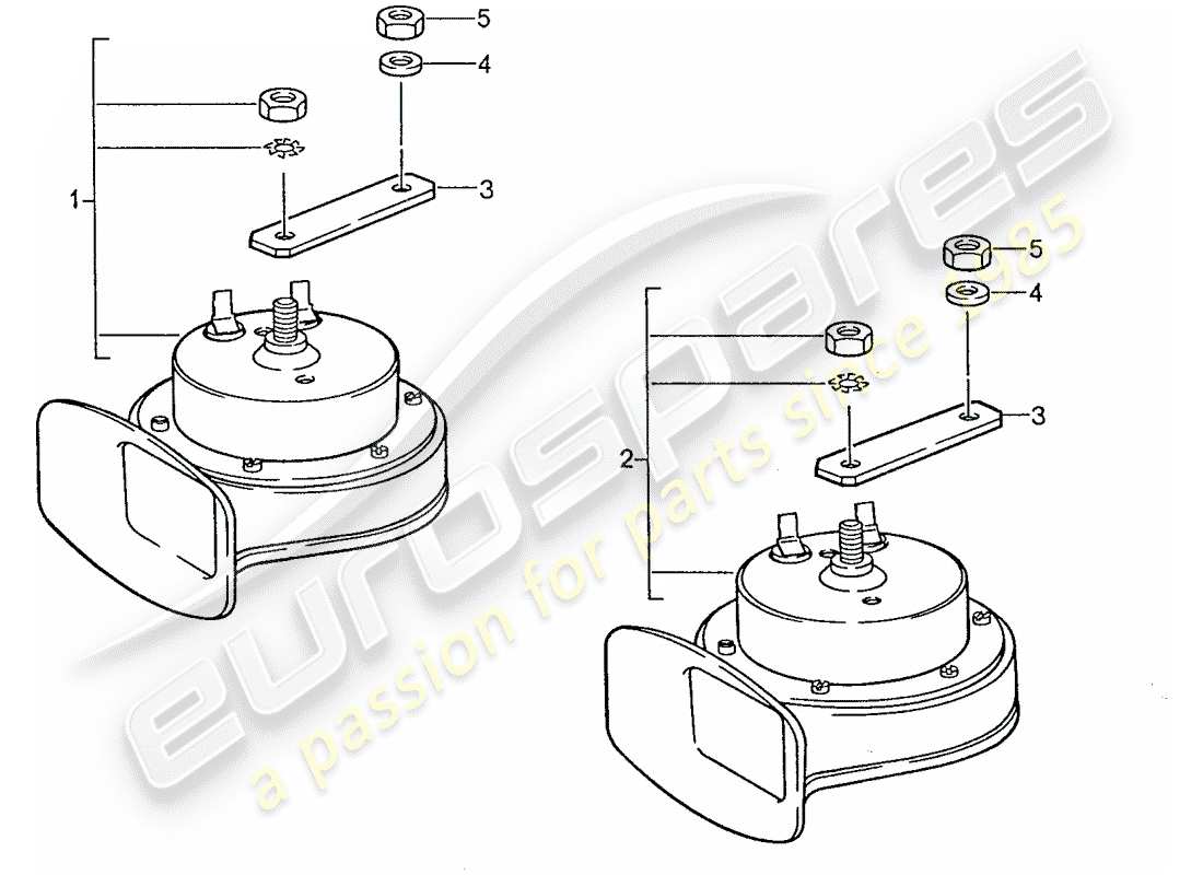 porsche 1988 (928) fanfare horn parts diagram