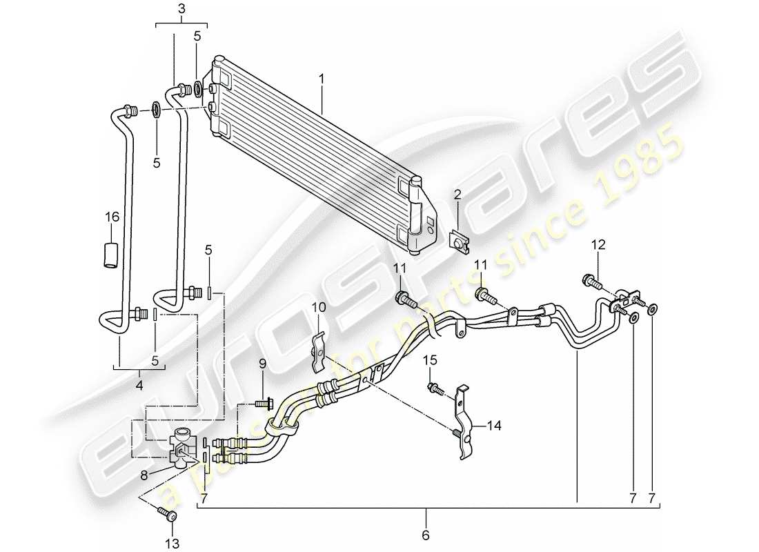 porsche 2007 (cayenne e1 9pa) tiptronic gear oil cooler oil pipe part diagram