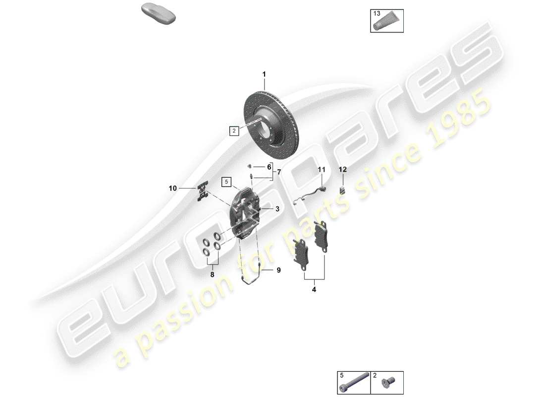 porsche 2019 (718 boxster spyder) disc brake rear axle part diagram