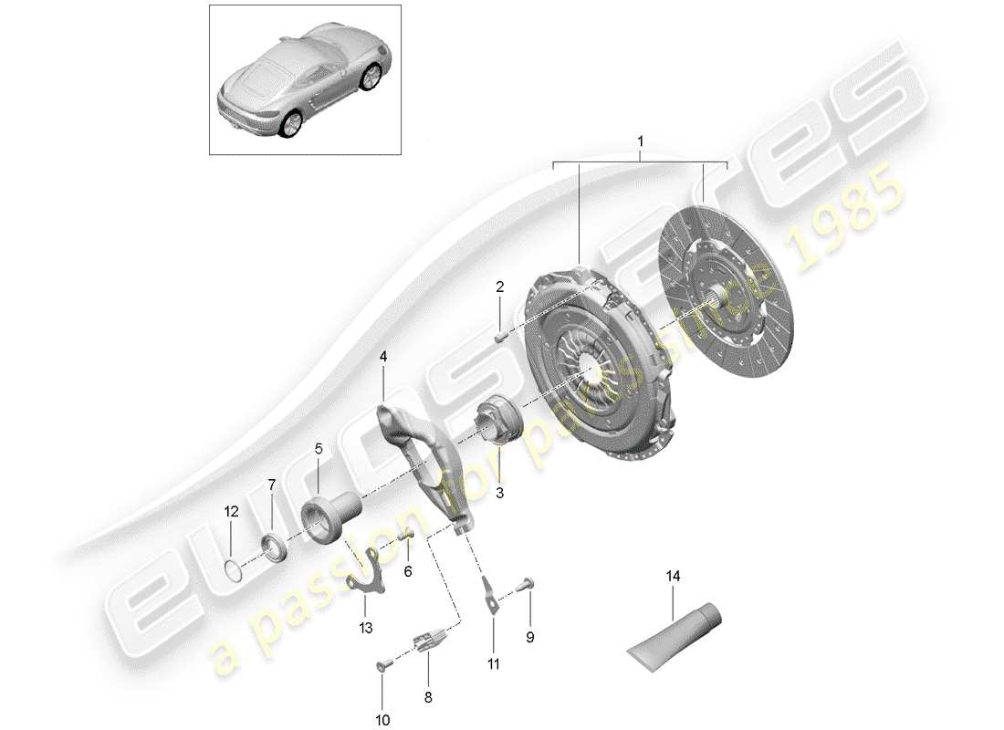porsche 2020 (718 cayman) coupling part diagram