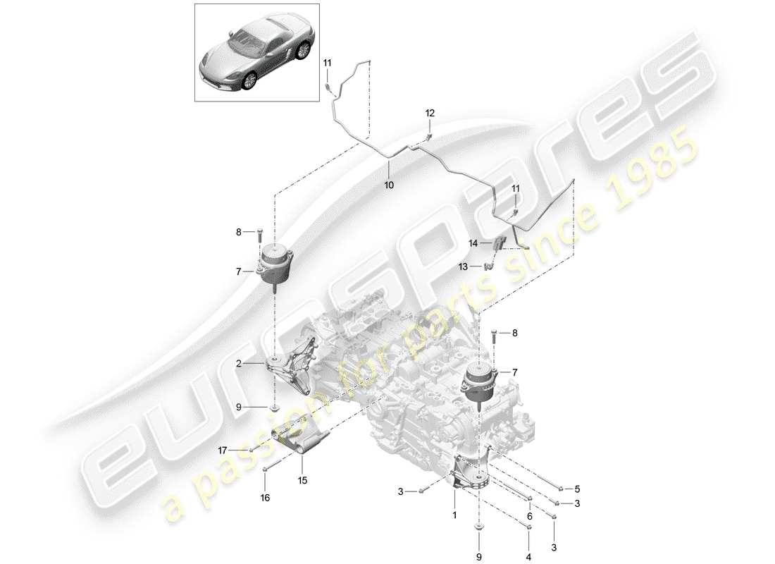 porsche 2018 (718 boxster) engine lifting tackle parts diagram