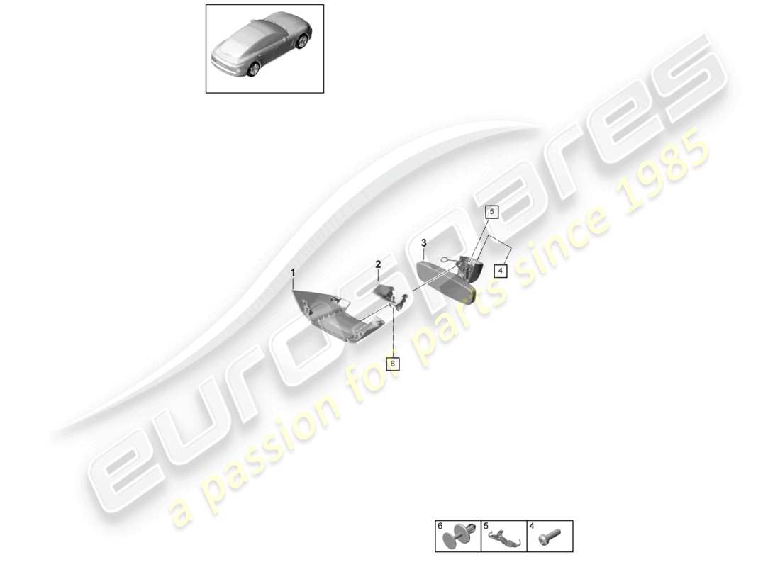 porsche 2019 (panamera 971-1) interior mirror accessories part diagram