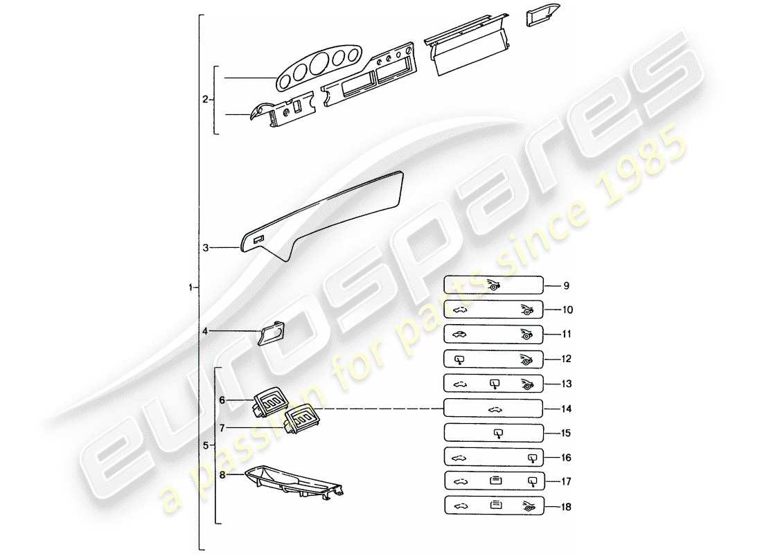 porsche 2007 (tequipment) passenger compartment parts diagram