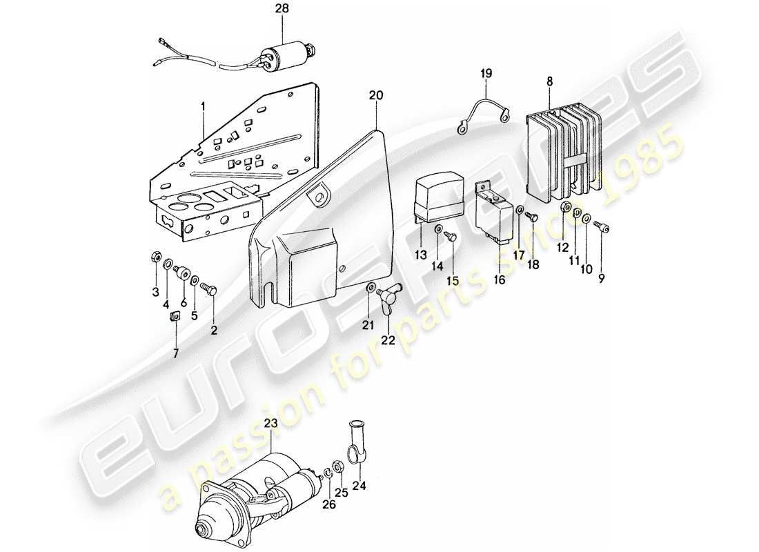 porsche 1977 (911) plate - starter - switch unit part diagram