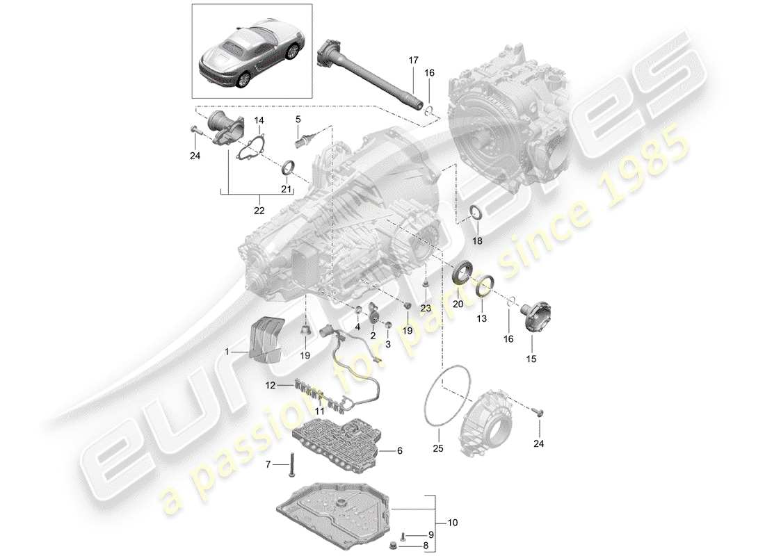 porsche 2020 (718 boxster) - pdk - gearbox individual parts parts diagram