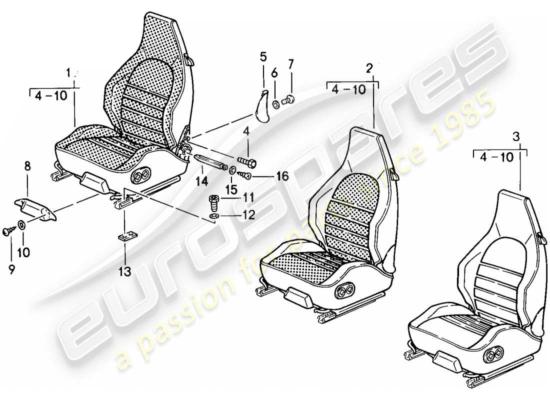 porsche 1986 (911) sports seat - complete - d - mj 1985>> part diagram