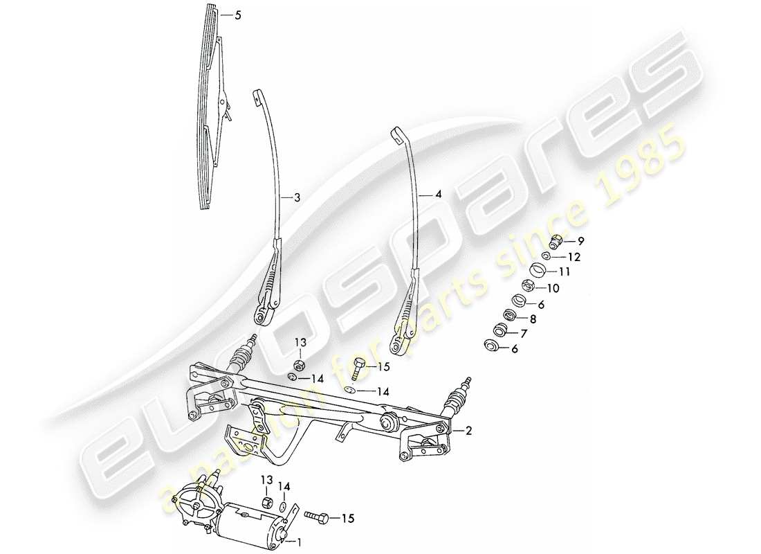 porsche 1970 (911) windscreen wiper system parts diagram
