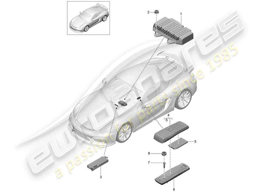 porsche 2016 (981 cayman gt4) amplifiers telephone part diagram