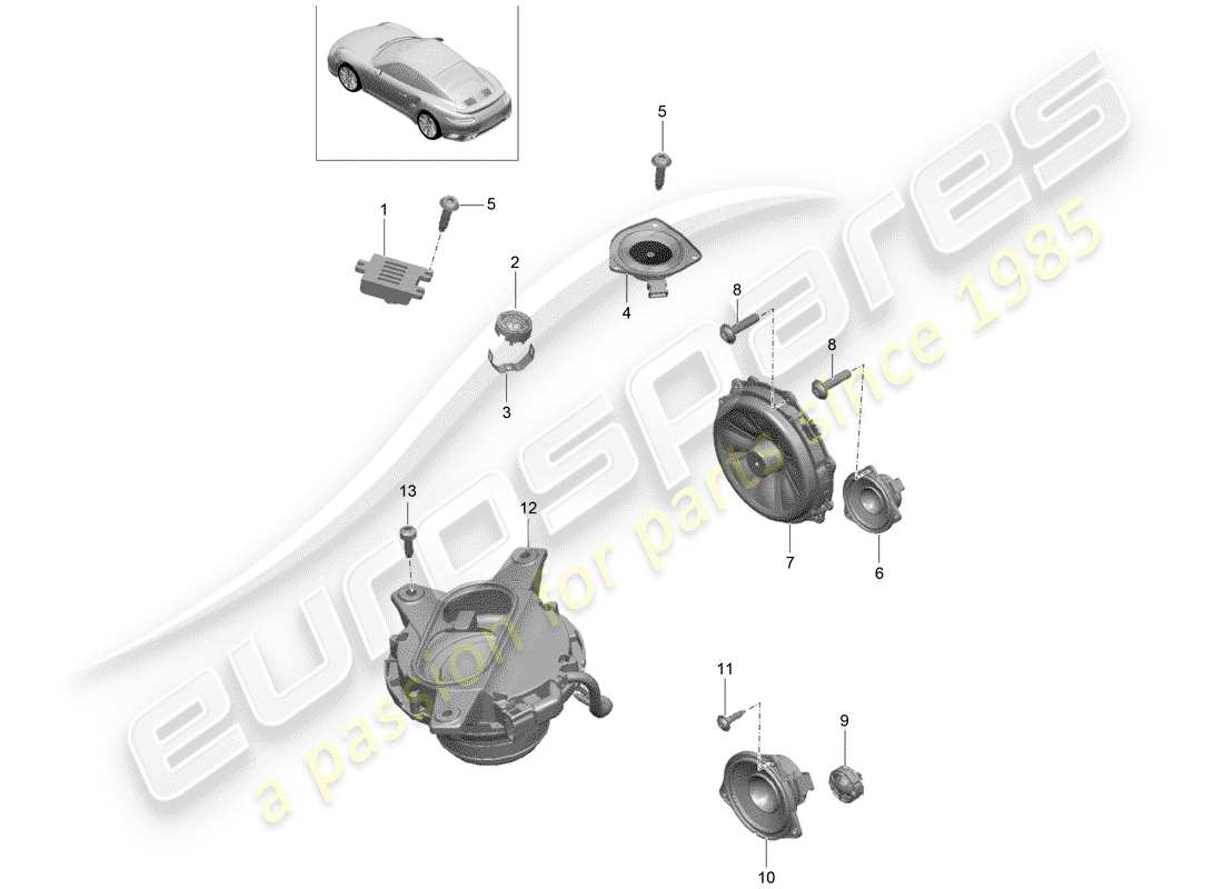 porsche 2016 (991-1 turbo) loudspeaker d - mj 2017>> part diagram