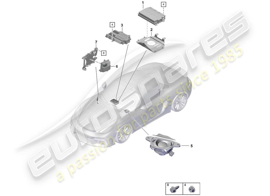 porsche 2020 (718 boxster spyder) amplifiers parts diagram