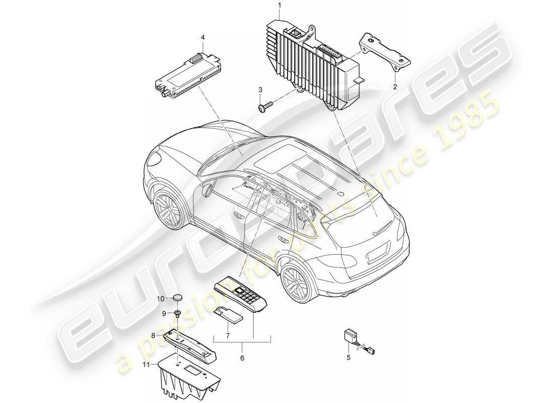 porsche 2012 (cayenne e2 92a) amplifiers telephone part diagram