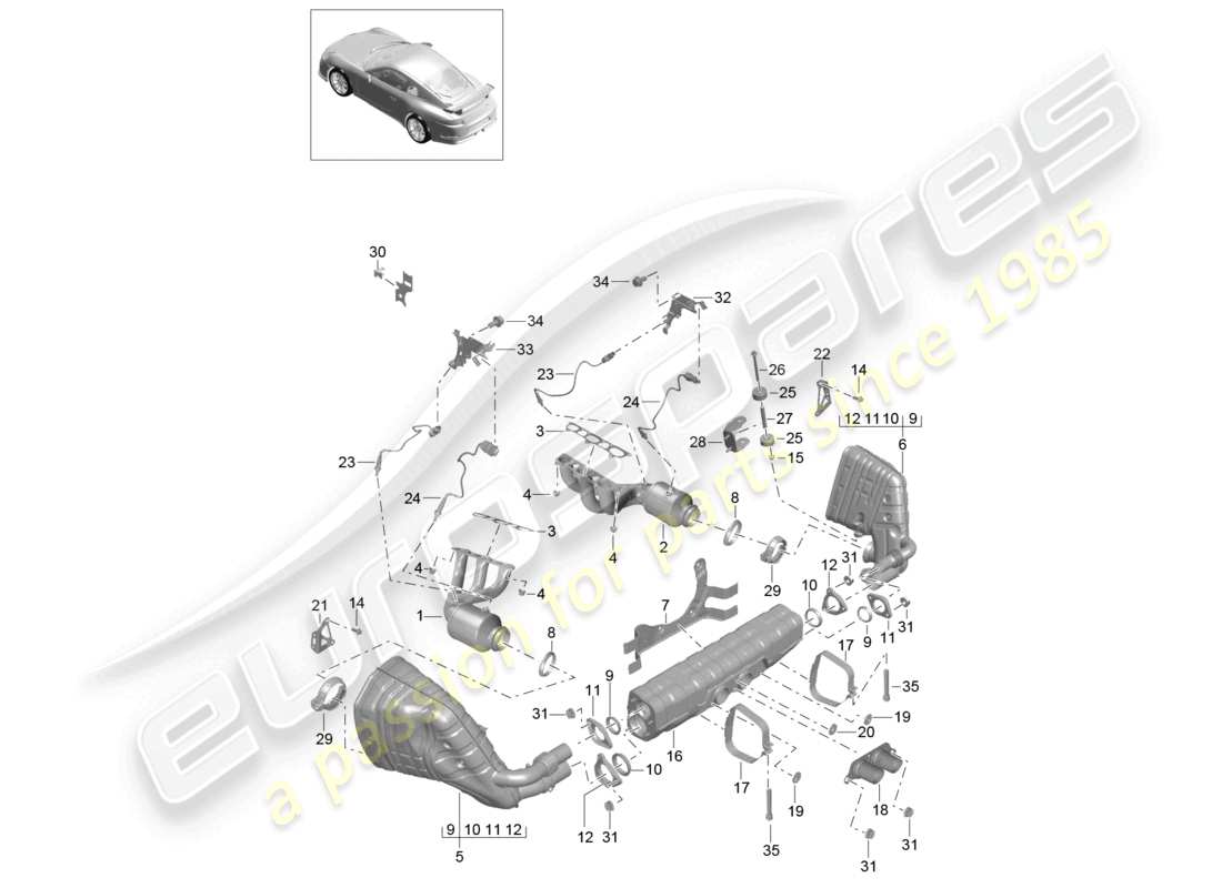 a part diagram from the porsche 991 parts catalogue