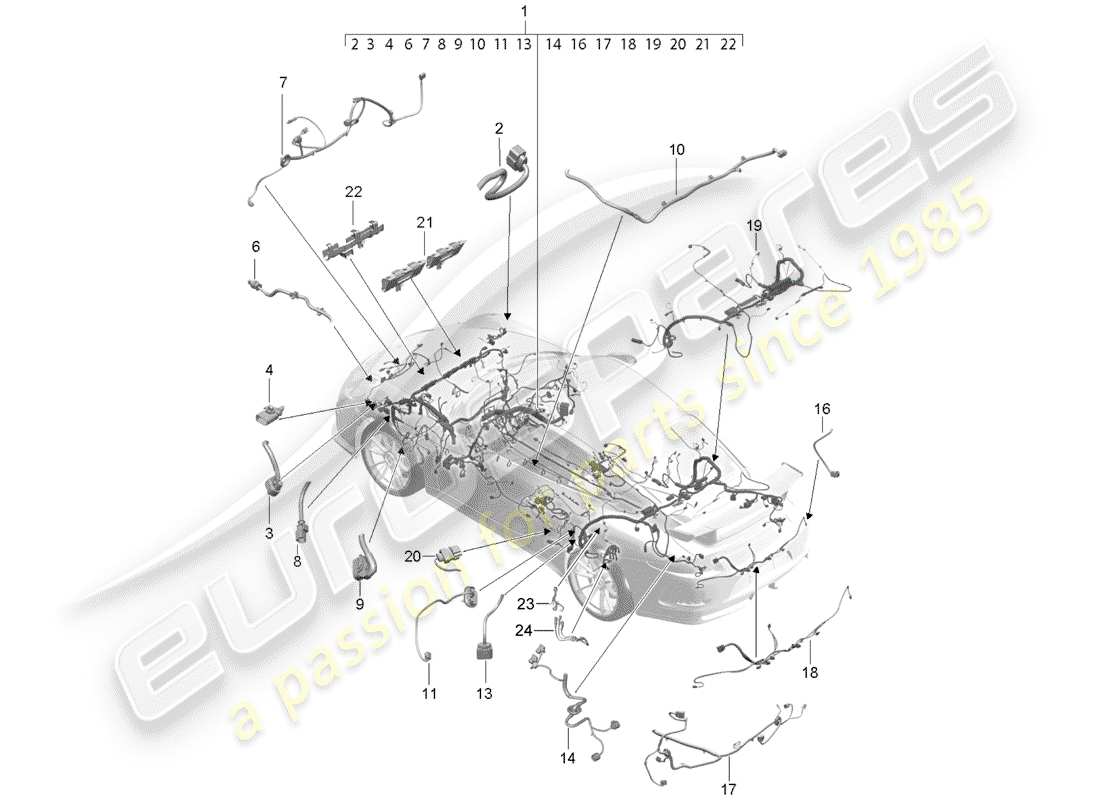 porsche 2015 (991-1 r/gt3/rs) wiring looms passenger compartment and part section wiring harness d - mj 2018>> part diagram