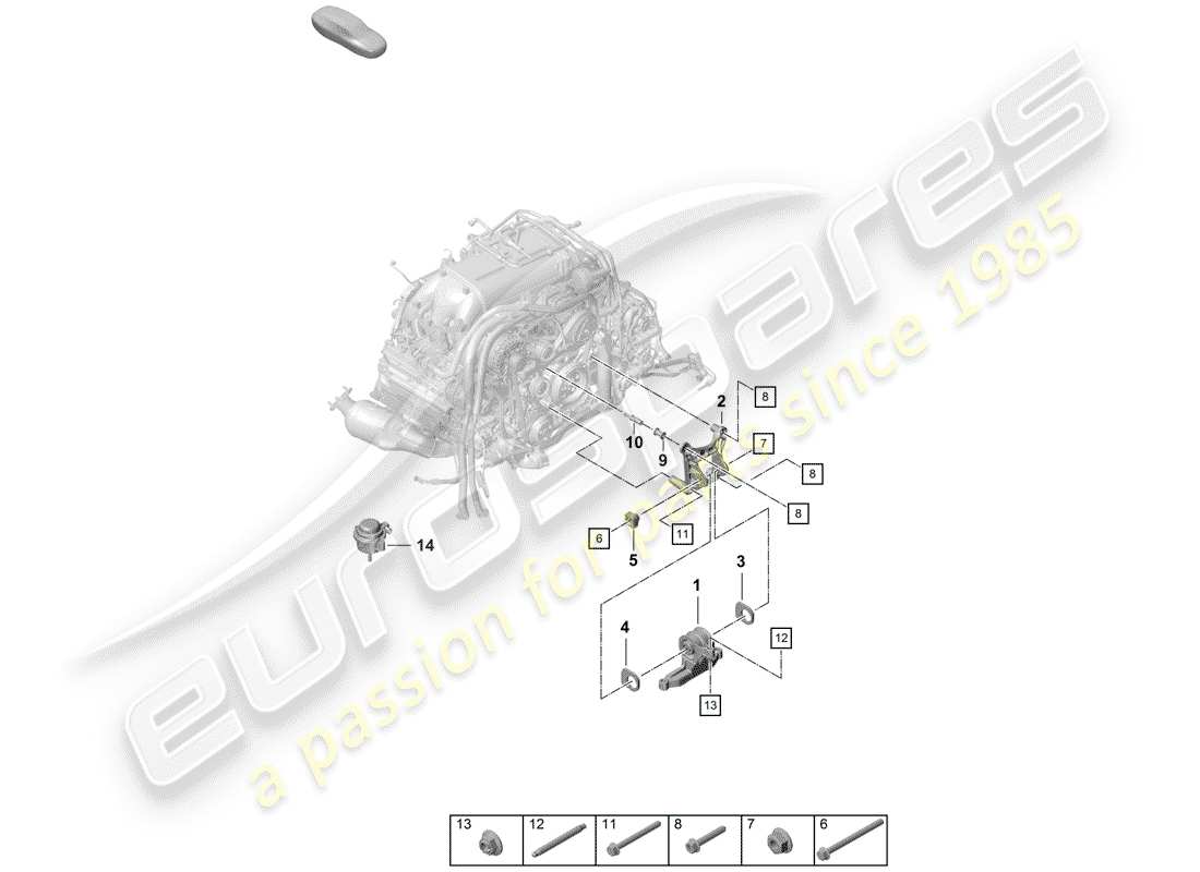 porsche 2020 (718 boxster spyder) engine lifting tackle parts diagram