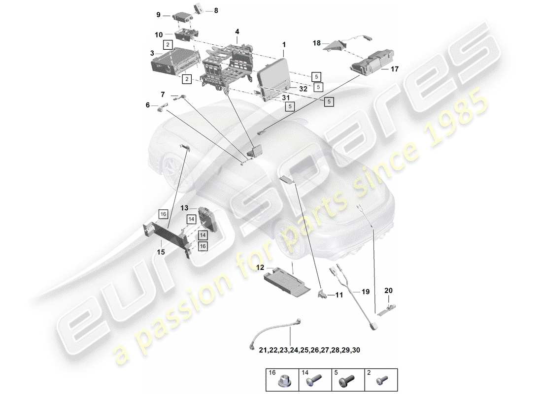 porsche boxster spyder (2020) operating unit parts diagram
