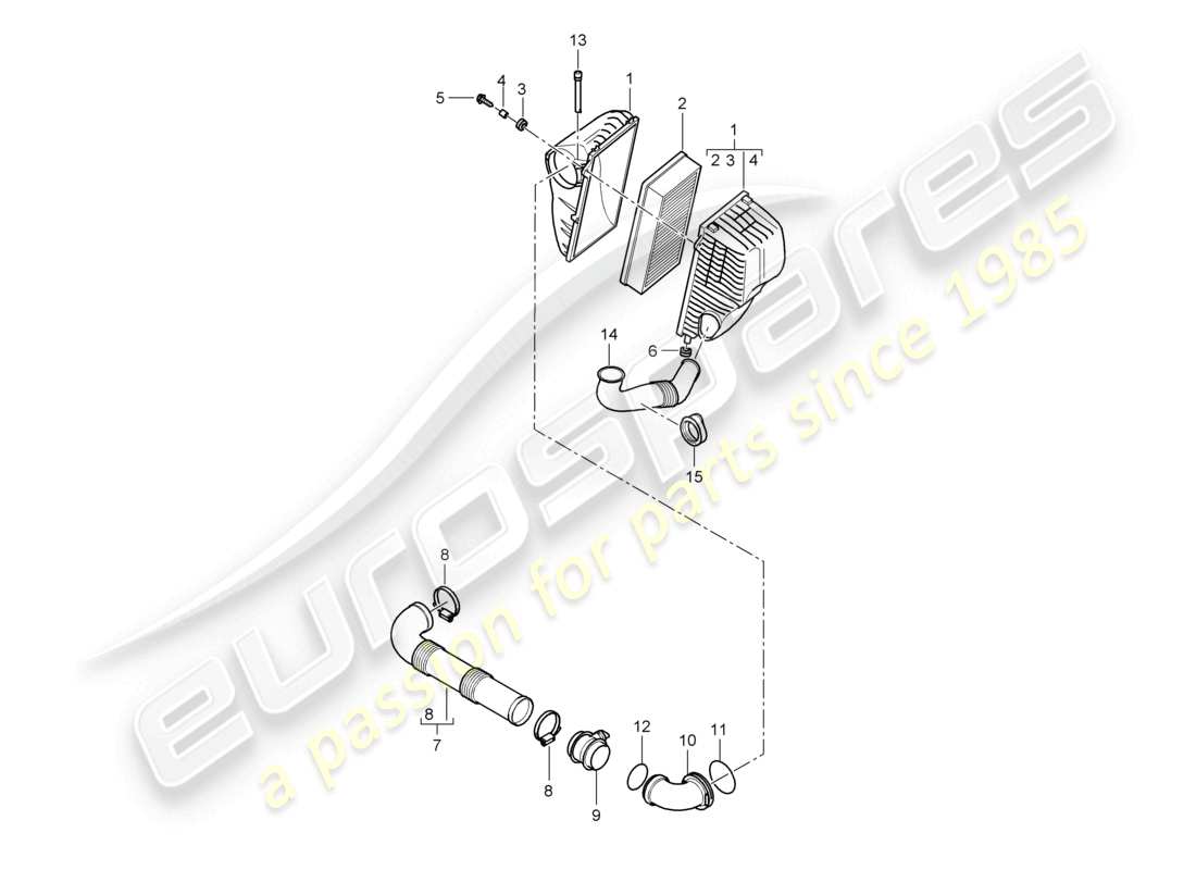 porsche 2010 (cayenne e1 9pa) air filter 1 point parts diagram