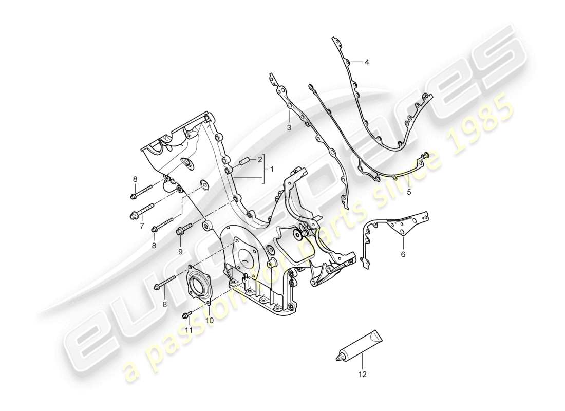 porsche 2010 (cayenne e1 9pa) cover for timing chain sealing flange parts diagram