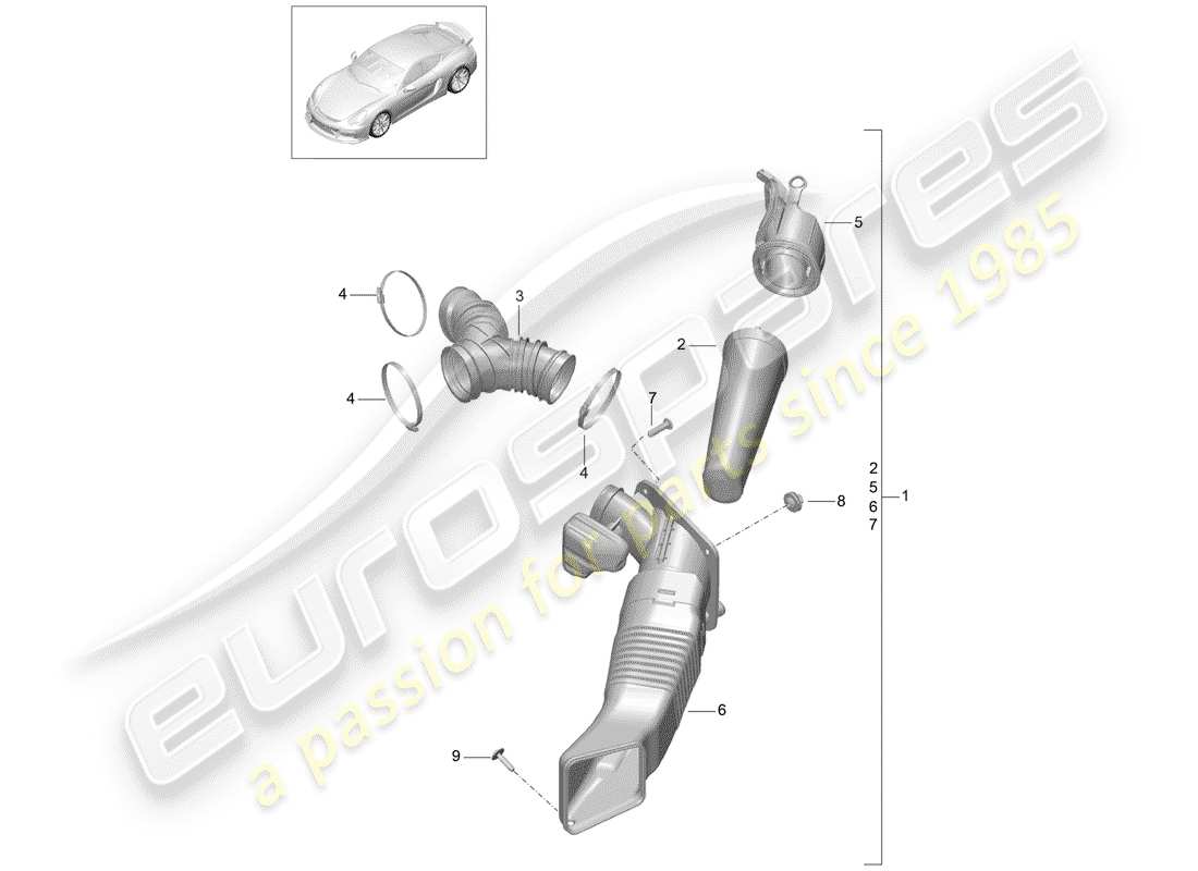 porsche 2016 (981 cayman gt4) air filter part diagram