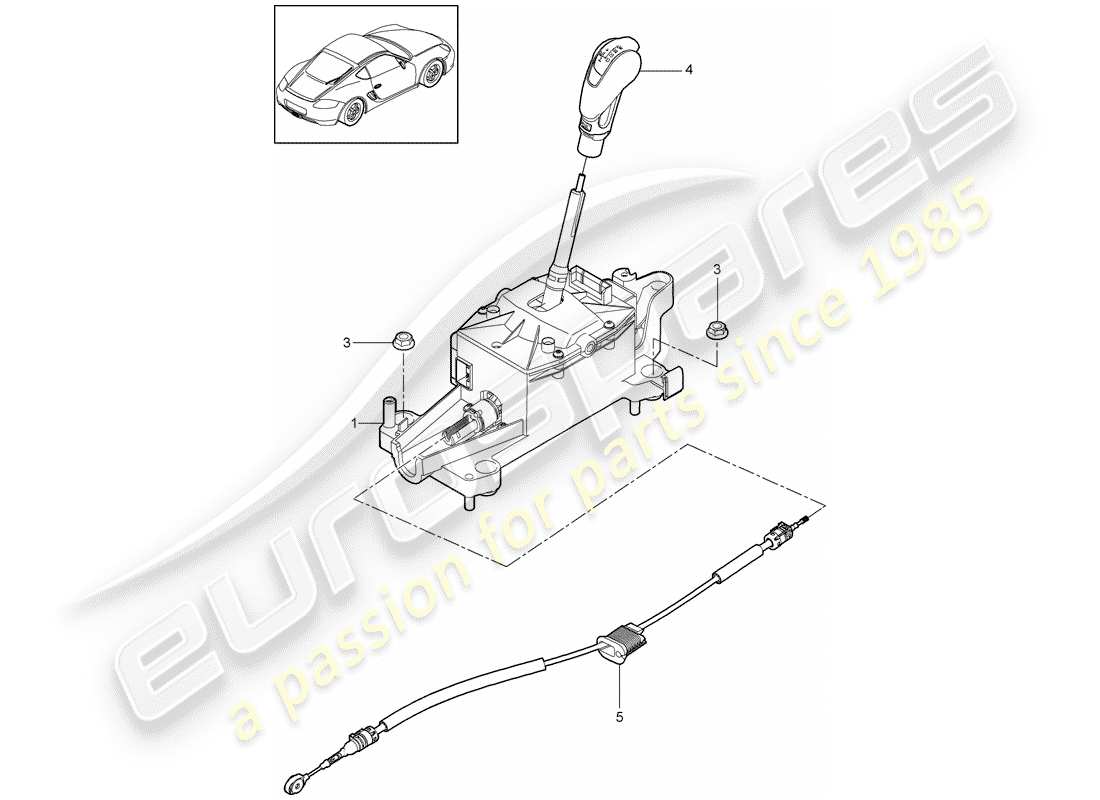 porsche cayman 987 (2012) selector lever parts diagram