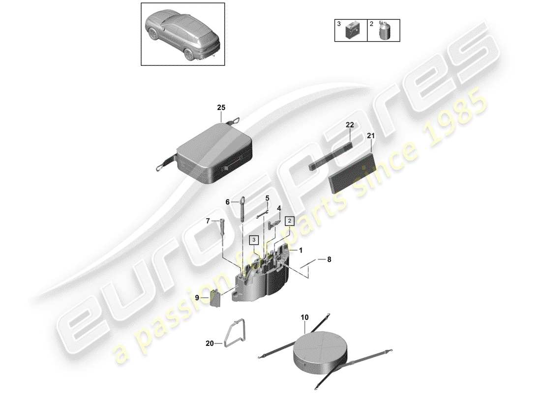 porsche 2019 (cayenne e3 9ya/9yb) tool jack parts diagram