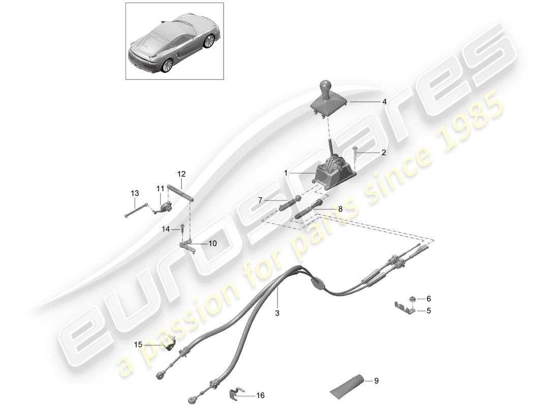porsche 2016 (981 cayman gt4) selector mechanism manual gearbox part diagram