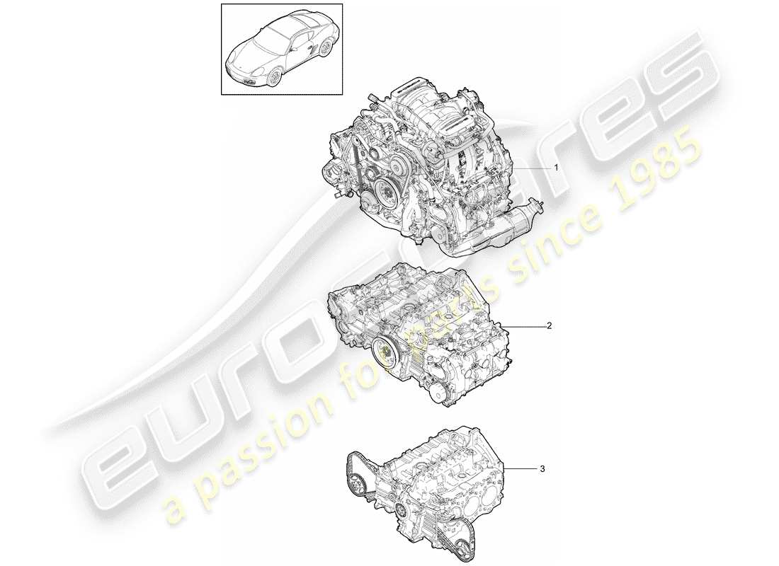 porsche 2011 (987 cayman) replacement engine part diagram