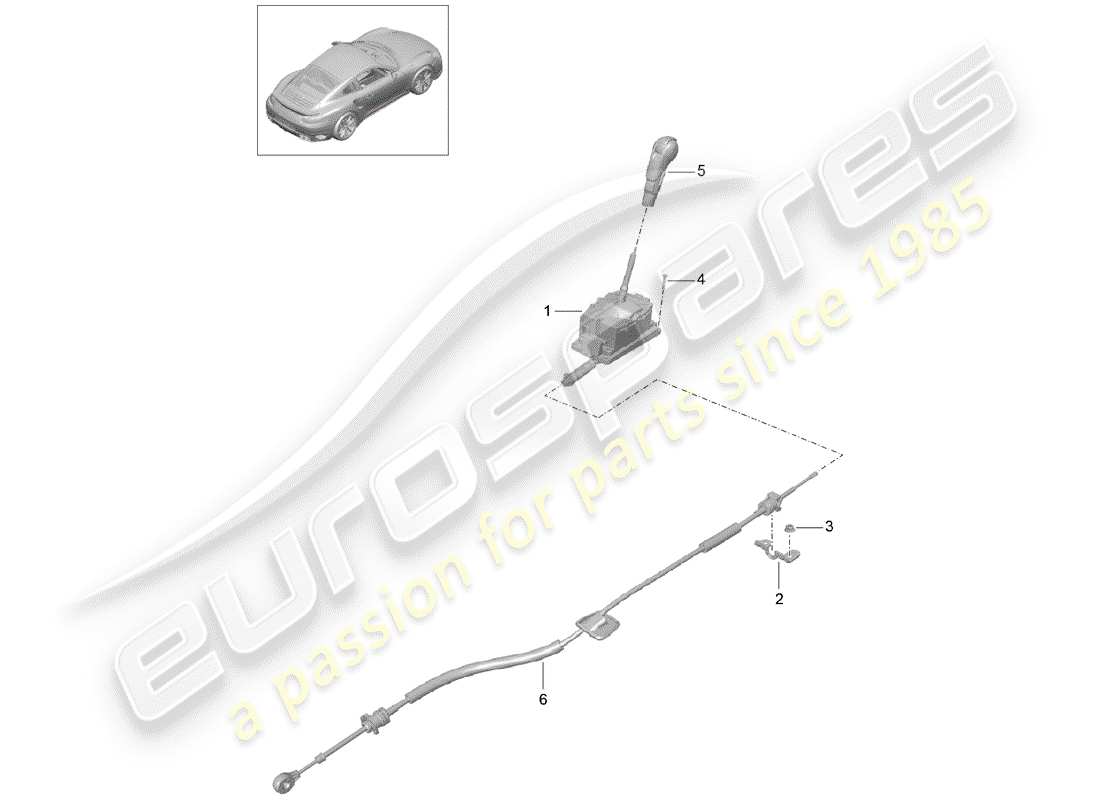 porsche 2016 (991-1 turbo) selector lever - pdk - d >>- mj 2016 part diagram