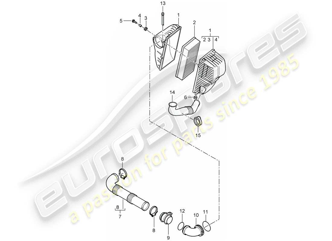porsche 2008 (cayenne e1 9pa) air filter 1 point part diagram