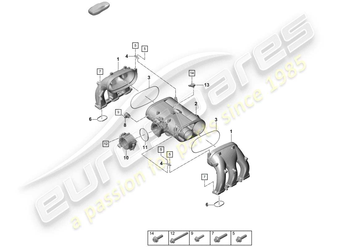 porsche 2019 (718 boxster spyder) intake air distributor throttle valve part diagram