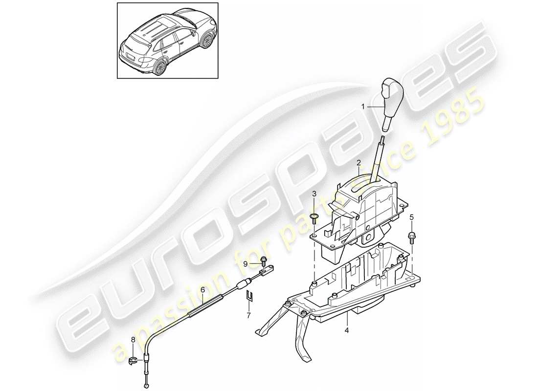 porsche 2011 (cayenne e2 92a) selector lever tiptronic d >>- mj 2014 part diagram