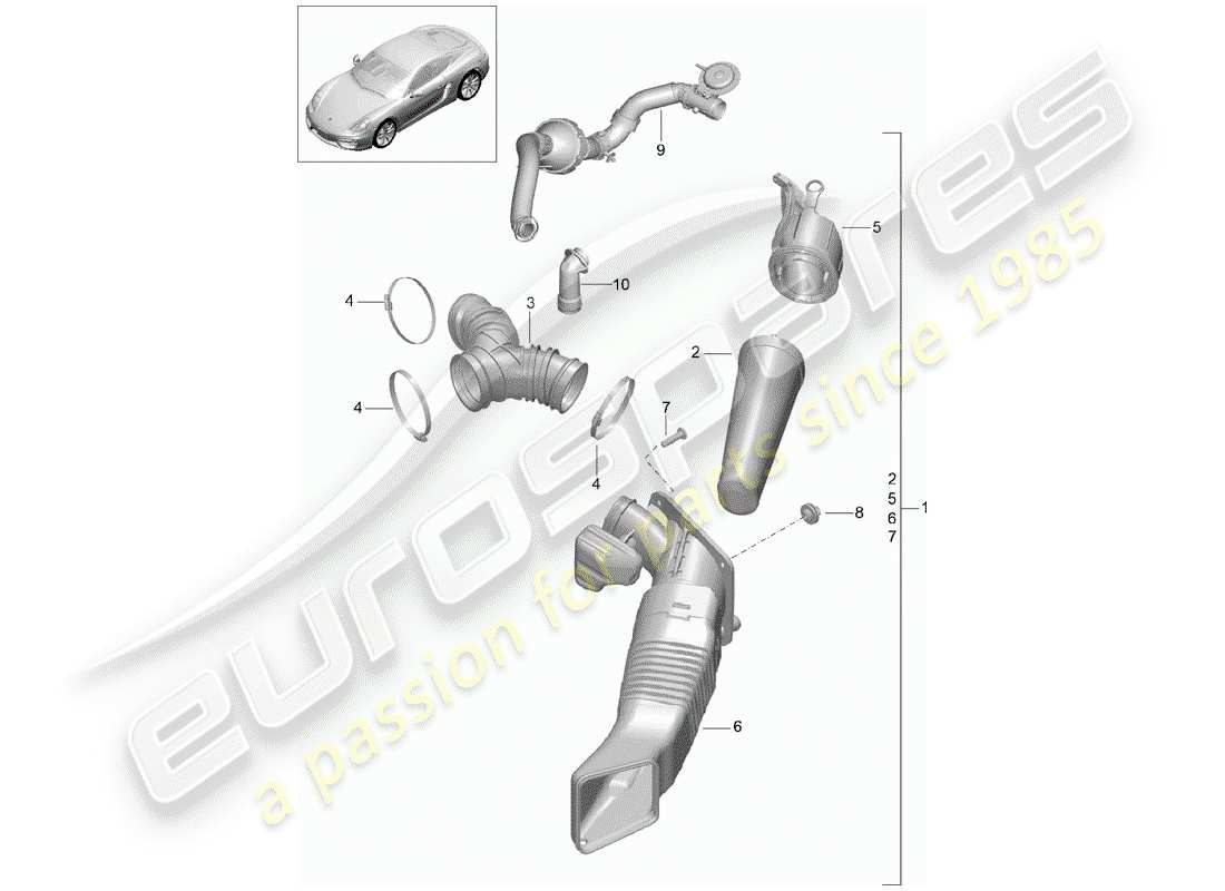 porsche 2014 (981 cayman) air filter part diagram