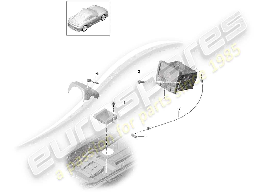porsche 2016 (981 cayman gt4) control panel navigation system radio unit receiver unit tv microphone part diagram