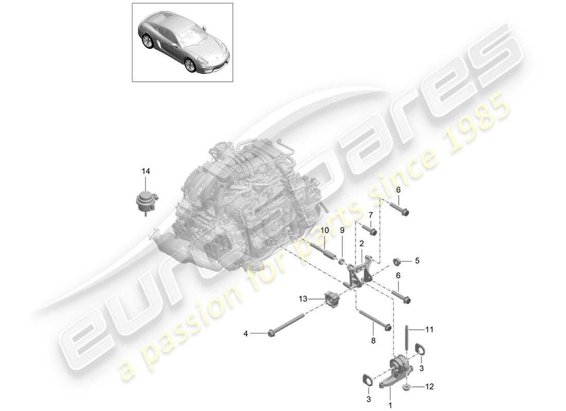 porsche 2016 (981 cayman gt4) engine lifting tackle part diagram
