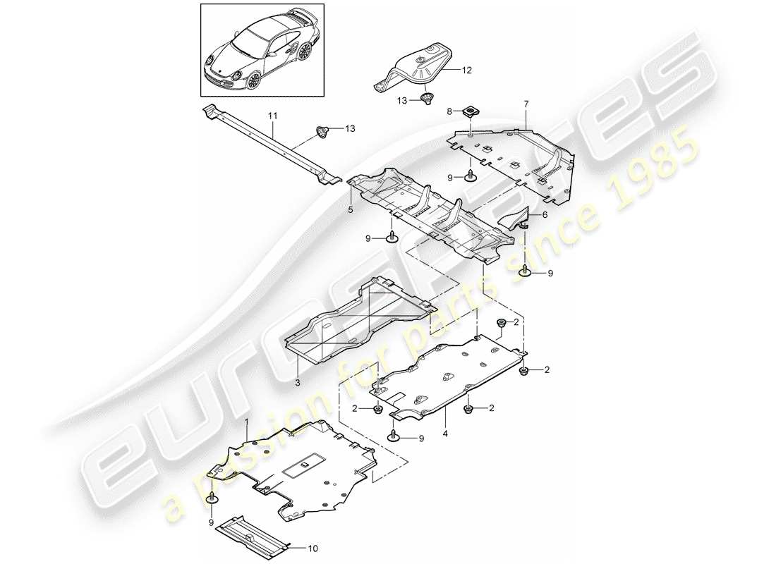 porsche 2011 (997-2 turbo / gt2 rs) trims parts diagram