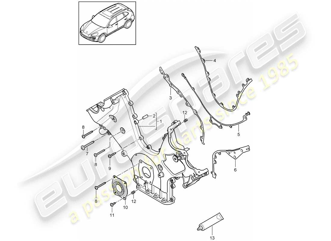 porsche cayenne e2 (2011) cover for timing chain parts diagram