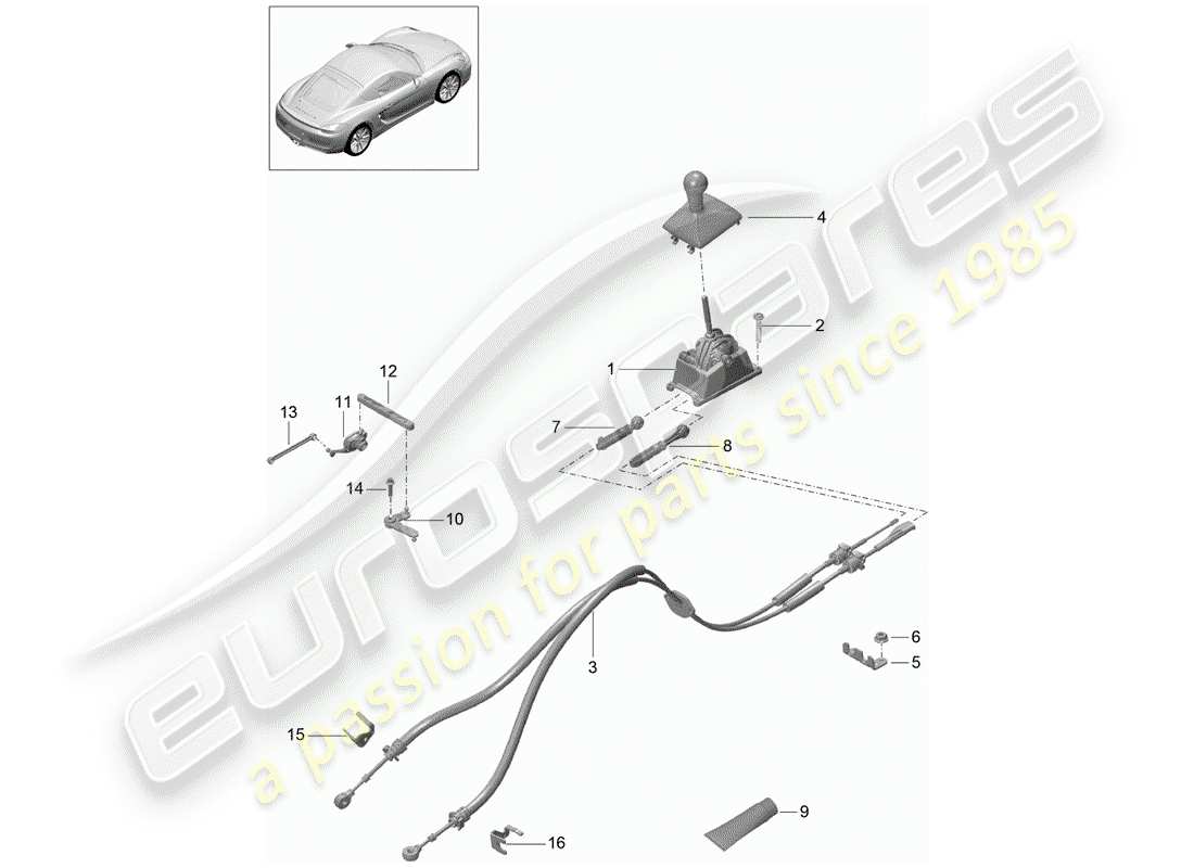 porsche 2014 (981 cayman) selector mechanism manual gearbox part diagram